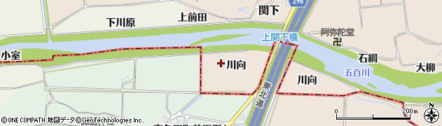 福島県本宮市関下（川向）周辺の地図