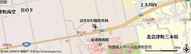 福島県会津若松市北会津町東小松（北古川）周辺の地図