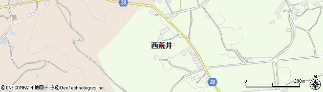 福島県郡山市西田町丹伊田（西荒井）周辺の地図