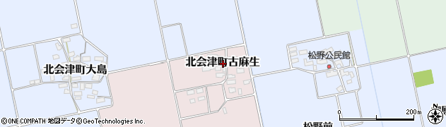 福島県会津若松市北会津町古麻生周辺の地図