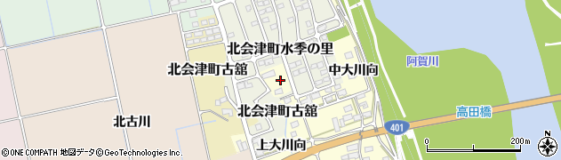 福島県会津若松市北会津町三本松（中大川向）周辺の地図