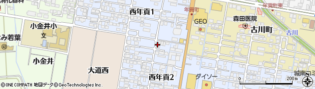 福島県会津若松市門田町大字年貢町（大道西甲）周辺の地図