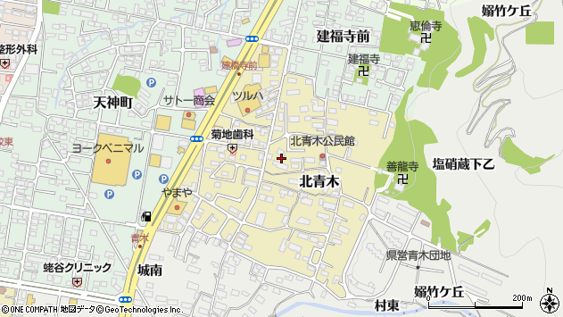 〒965-0824 福島県会津若松市北青木の地図