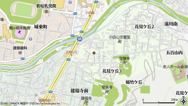 〒965-0822 福島県会津若松市花見ケ丘の地図