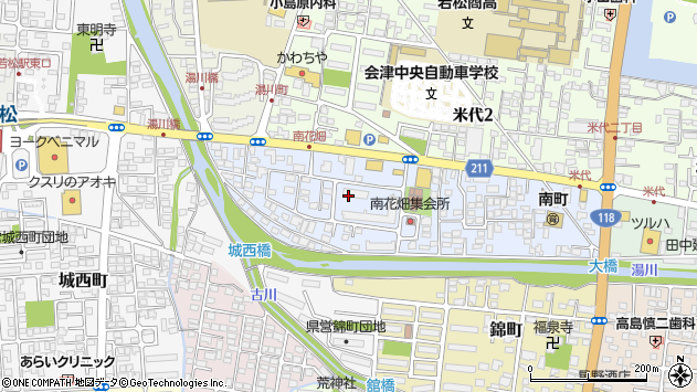 〒965-0874 福島県会津若松市南花畑の地図