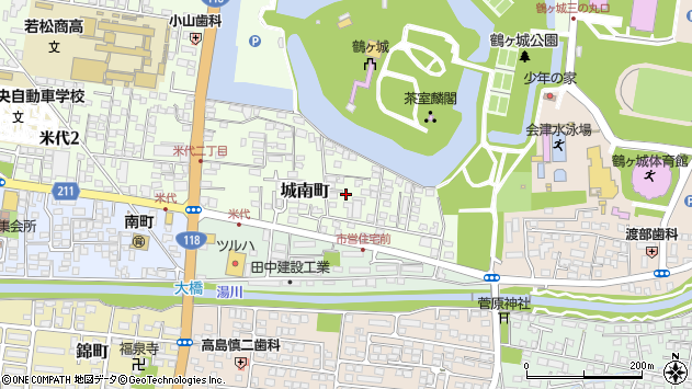 〒965-0809 福島県会津若松市城南町の地図