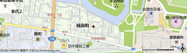 福島県会津若松市城南町周辺の地図