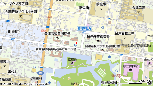 〒965-0873 福島県会津若松市追手町の地図