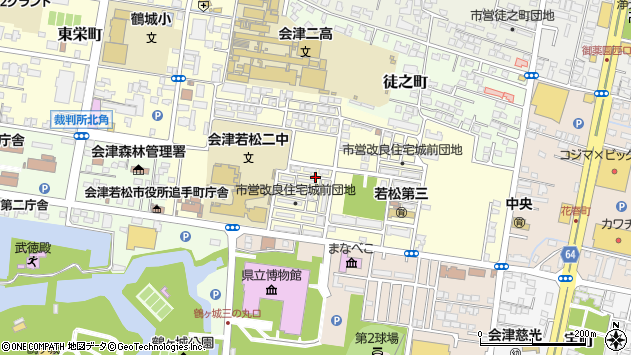 〒965-0803 福島県会津若松市城前の地図