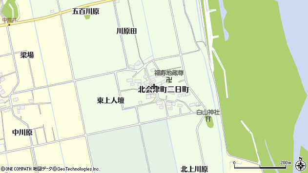 〒965-0133 福島県会津若松市北会津町二日町の地図
