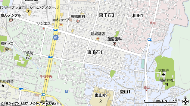 〒965-0818 福島県会津若松市東千石の地図
