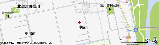 福島県会津若松市北会津町蟹川（中反）周辺の地図