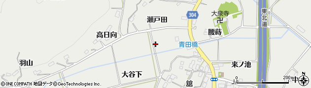 福島県本宮市青田大谷下周辺の地図