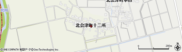 福島県会津若松市北会津町十二所周辺の地図