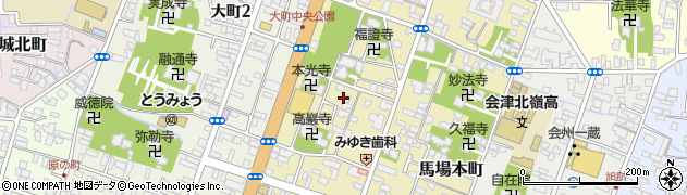 福島県会津若松市中央周辺の地図