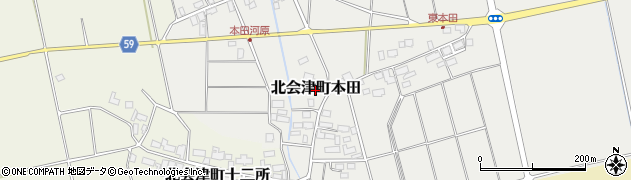福島県会津若松市北会津町本田周辺の地図