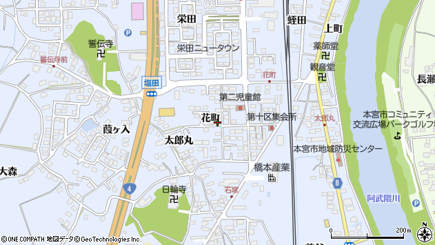 〒969-1147 福島県本宮市本宮花町の地図