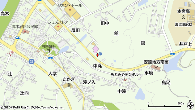 〒969-1101 福島県本宮市高木の地図