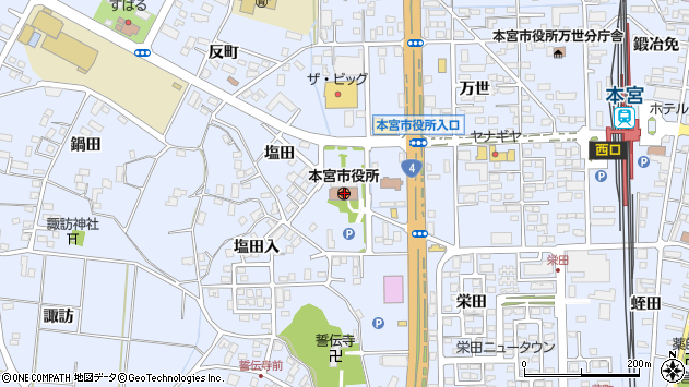 〒969-1100 福島県本宮市（以下に掲載がない場合）の地図