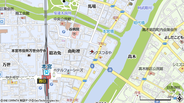 〒969-1132 福島県本宮市本宮下町の地図