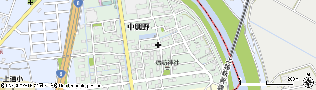 新潟県長岡市中興野周辺の地図
