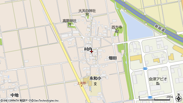 〒965-0077 福島県会津若松市高野町上高野の地図