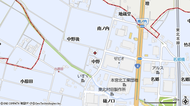 〒969-1173 福島県本宮市本宮中野の地図