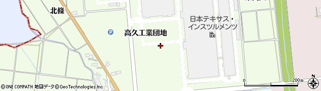 福島県会津若松市高久工業団地周辺の地図