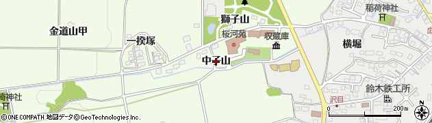 福島県会津若松市河東町郡山（中子山）周辺の地図