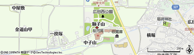福島県会津若松市河東町郡山（獅子山）周辺の地図