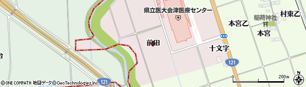 福島県会津若松市河東町谷沢（前田）周辺の地図