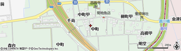 福島県湯川村（河沼郡）桜町（中町）周辺の地図