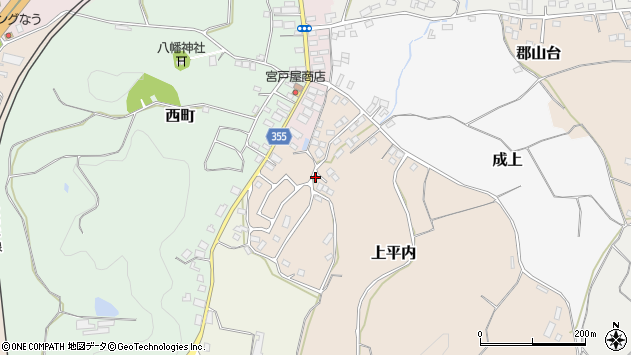 〒964-0848 福島県二本松市上平内の地図