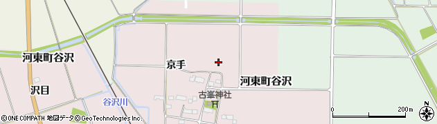 福島県会津若松市河東町谷沢（京手）周辺の地図