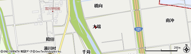 福島県湯川村（河沼郡）笈川（大端）周辺の地図