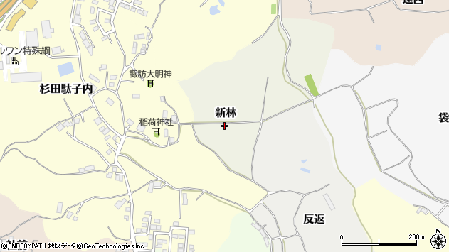 〒964-0828 福島県二本松市新林の地図