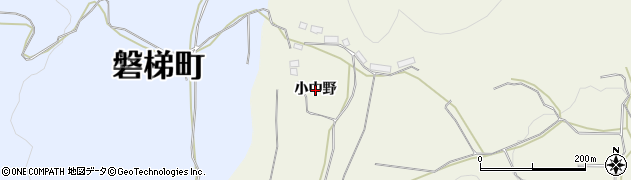 福島県磐梯町（耶麻郡）大谷（小中野）周辺の地図