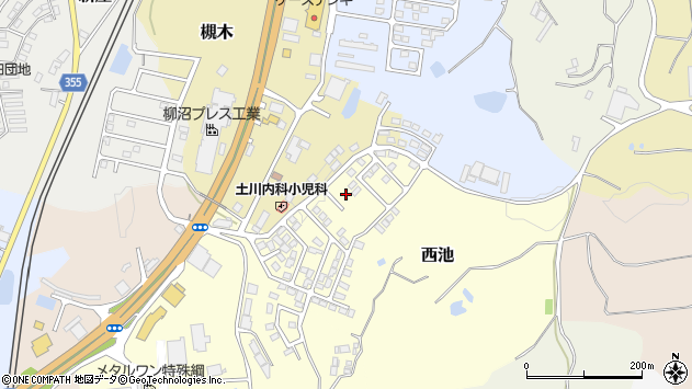 〒964-0861 福島県二本松市西池の地図
