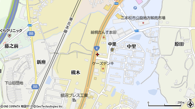 〒964-0875 福島県二本松市槻木の地図