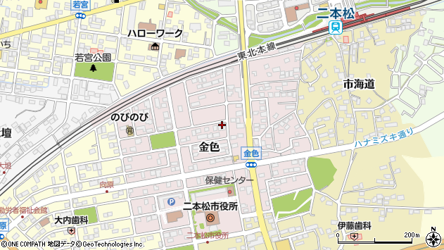 〒964-0915 福島県二本松市金色の地図