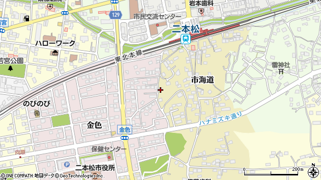 〒964-0914 福島県二本松市市海道の地図