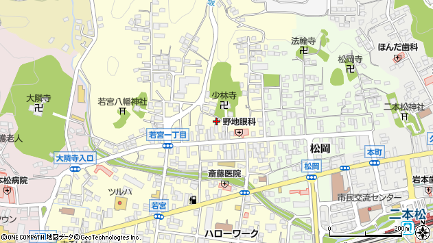〒964-0906 福島県二本松市若宮の地図