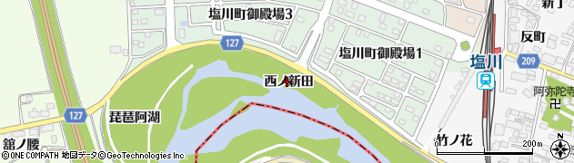 福島県喜多方市塩川町（西ノ新田）周辺の地図