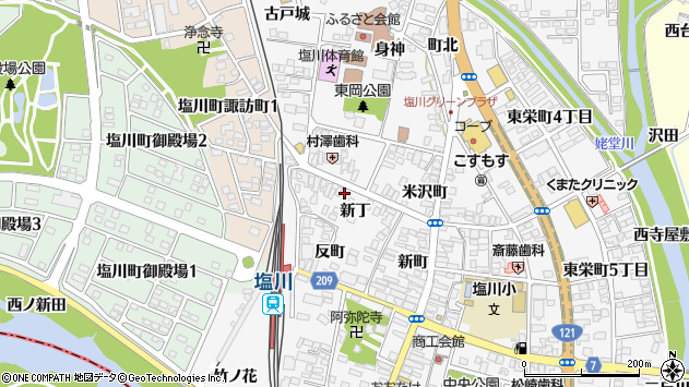 〒969-3522 福島県喜多方市塩川町新丁の地図