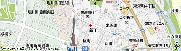 福島県喜多方市塩川町（新丁）周辺の地図
