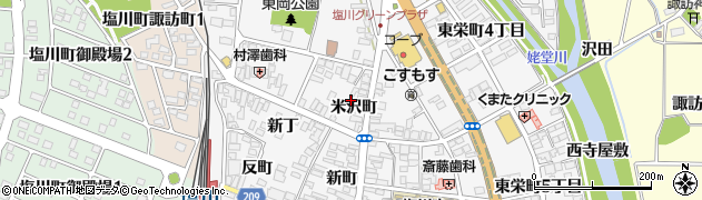 福島県喜多方市塩川町（米沢町）周辺の地図