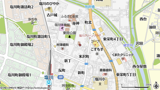 〒969-3521 福島県喜多方市塩川町身神の地図