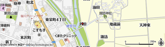 福島県喜多方市塩川町窪（沢田）周辺の地図