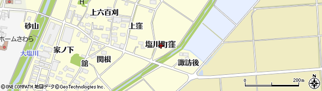 福島県喜多方市塩川町窪周辺の地図