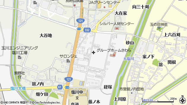 〒969-3532 福島県喜多方市塩川町大在家の地図